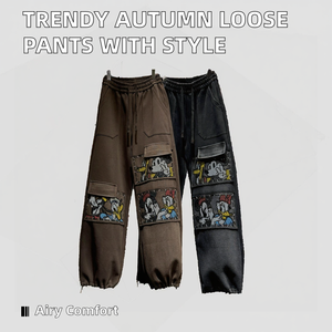 กางเกงลำลองทรงตรงลายทางผ้าโพลีเอสเตอร์/คอตตอนระบายอากาศดี ดีไซน์ทันสมัยสำหรับผู้หญิง เอวกลาง ป้องกันการเกิดขุย เหมาะสำหรับฤดูใบไม้ร่วง - Product Image 2