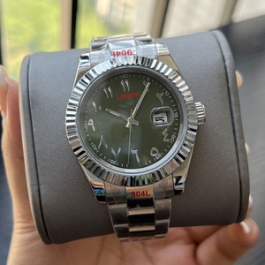 ساعات رجالية رياضية غير رسمية بحزام من الفولاذ المقاوم للصدأ، قطر 41 ملم، ساعة يد بأرقام عربية، ساعة ميكانيكية تناظرية للأعمال - Product Image 5