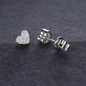 <span class=keywords><strong>Prix</strong></span> de gros Bijoux Hip Hop Boucles d'oreilles serties de diamants 925 Argent VVS Moissanite Boucles d'oreilles en forme de cœur Cadeau pour homme - Product Image 2