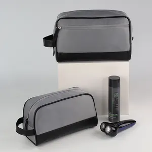 OEM Ciffnoo NO.6540 Fashion Grey Black Fabric Splicing Design Classified Toiletries Storage Men Wash Bag