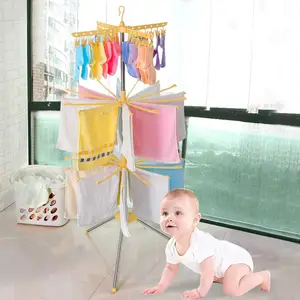 Low Priced Stainless Steel Folding Baby Clothes Hanger Multi-Functional Drying Rack for Living Room Coat Stand
