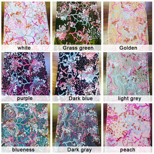 2020 Custom Pengantin Bordir Biru Beludru Renda Bunga Multicolor Payet Kain - Product Image 6