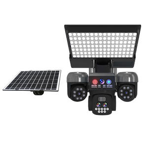 Caméra de surveillance solaire 1080p à triple objectif avec lumière de sécurité extérieure, alarme et contrôle via application mobile, fixation murale A08 - Product Image 1