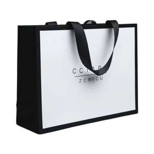 Toptan lüks siyah ayakkabı giysi ambalajı kağıt Tote çanta baskılı özel Logo hediye takı şarap kese kağıdı - Product Image 1