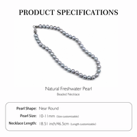 Ensemble collier et bracelet en perles d'eau douce naturelles plaquées gris, bijoux en perles pour femmes, cadeau