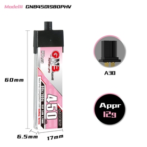 GAONENG GNB 1S 450MAH 3.8V 80C 160C A30 Connector Plastic Head RC LiPo <b>Battery</b> for FPV <b>Drone</b> Quads Whoops HV LiHV High Voltage - Product Image 3