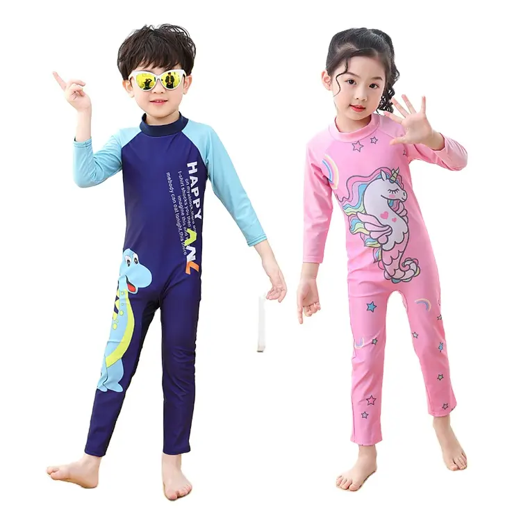 Costume da bagno per bambini a manica lunga costume da spiaggia costume da bagno cartone animato per ragazzi e ragazze