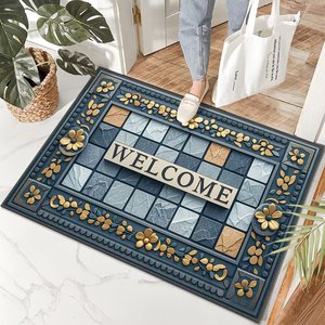 Polyester cristal velours tapis de porte d'entrée antidérapant anti-saleté extérieur intérieur <span class=keywords><strong>paillasson</strong></span> de bienvenue pour motif de pierre domestique - Product Image 3