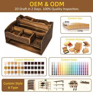 Boîte de rangement en bois pour l'exportation, boîte à cosmétiques en bois, boîte de rangement multi-compartiments pour papeterie et documents, rangement en bois massif - Product Image 3