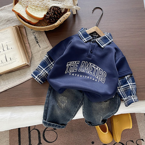 Conjunto de <span class=keywords><strong>2</strong></span> Piezas para Niños de <span class=keywords><strong>1</strong></span> a 5 Años, Pantalones de Mezclilla Casuales de Algodón con Solapa a Cuadros para Primavera/Otoño, Modelo 2026 - Product Image 5