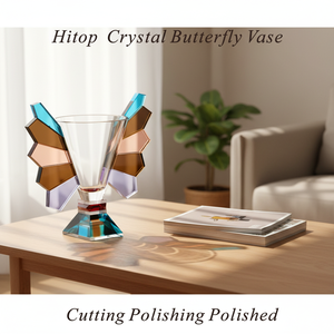 Cut Polished Crystal VaseHandmade Cutting Grinding Craft Glass Flower <b>Vase</b> for Home Living Room Wedding Decoration HY-8802 Hitop - Product Image 2