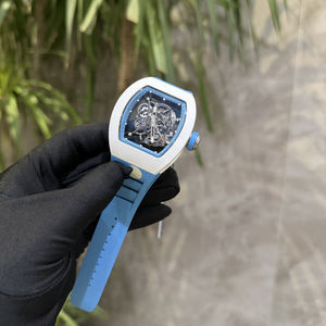 Montre mécanique automatique de haute qualité pour homme, mouvement à visibilité directe, bracelet en caoutchouc bleu - Product Image 3