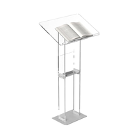 Soporte de podio acrílico moderno Iangel, atriles transparentes, púlpitos para aulas, bodas, iglesias con estante de almacenamiento con Base de Metal