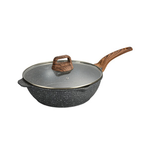 Non-Stick Frying <b>Pan</b> Set With Wooden <b>Handle</b> Induction Compatible Round Shape Hand Wash Only - Product Image 3