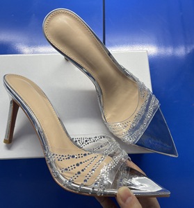 Sandali Estivi Traspiranti con Punta a Spillo in TPU per <span class=keywords><strong>Donne</strong></span>, Tacco Alto a Stiletto con Decorazioni in Strass, Stile Europeo e Americano - Product Image 5