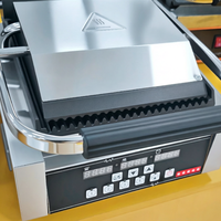 Grill panini électrique professionnel Jieguan en acier inoxydable avec cuisinière, quatre menus, nettoyage facile, Plug-and-Play, 1,8 kW