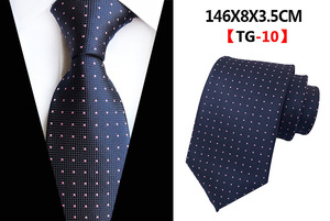 Cravates Jacquard tissées en soie pour hommes, avec des rayures jaunes, <span class=keywords><strong>bleu</strong></span> <span class=keywords><strong>marine</strong></span> et à <span class=keywords><strong>pois</strong></span>, matière solide, très tendance, longueur 8cm, - Product Image 6