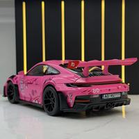 Modèle de voiture en métal moulé sous pression 1:24 Porsche Tyrannosaurus Rex Graffiti 911 GT3 avec son et lumière, véhicule décoratif de collection
