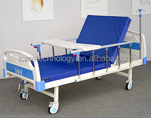 Lit médical double manivelle I Care avec barrières de sécurité en ABS, roues verrouillables et poteau porte-perfusion pour les salles d'hôpital et les soins à domicile - Product Image 6