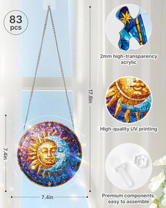 Puzzle Mystique en Vitrail Soleil et Lune, Cadeau Bohème Personnalisé en Gros, Décoration Artistique Directe Usine pour Balcon et Salon - Product Image 2