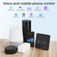 Panel Sentuh Lampu Timer dengan Lampu Latar, Kontrol Suara, Tanpa Kabel Netral, Smart Life Smart WiFi 2.4GHz 10A, Kaca PC, Saklar Lampu Plafon Kipas