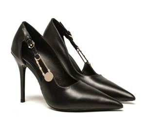 Zapatos de Tacón Alto Elegantes de Cuero para Mujer, Diseño de Marca Original, Negros de Alta Calidad, Impermeables y Cómodos - Product Image 2