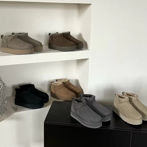 Botines Unisex de Invierno, Estilo Casual y Elegante, Cómodos, con Suela Gruesa, Parte Superior de Piel de Oveja, Transpirables, para la Nieve - Product Image 1
