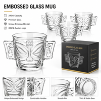Mug à jus en verre borosilicate de 8 oz, design personnalisé créatif, tasse à café glacé transparente avec motif visage, vaisselle pour café, maison, cadeau