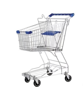 180L Custom Steel <b>Chrome</b> Plated Unfolding Supermarket Shopping Cart Trolley Shanghai Origin OEM Model - Product Image 6
