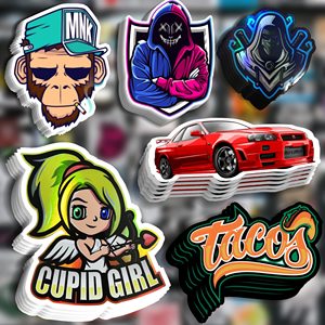 Tùy Chỉnh Chết Cắt Dán Vinyl In Ấn, Dính Không Thấm Nước PVC Nhãn Công Ty Thiết Kế Logo Phim Hoạt Hình Dán - Product Image 4