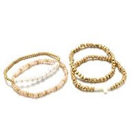 Yiwu Aceon Velle acier inoxydable 4 pièces un ensemble pile porter élastique coloré cristal perle coquille croix géométrique perle Bracelet