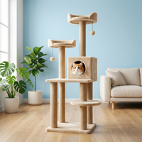 Tour d'escalade pour chat Happy Pet, 2 niveaux, hauteur réglable, griffoir en sisal, design durable, idéal pour que les chats jouent et s'agrippent aux barreaux.