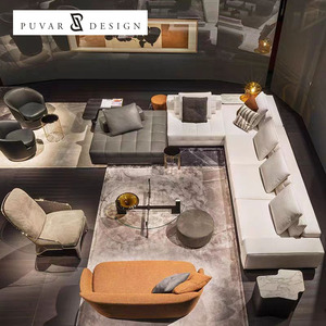 Muebles Modernos de Lujo para el Hogar, Sofá de Cuero, Sofá Modular en Forma de L para Sala de Estar, Apartamentos y Villas - Product Image 1