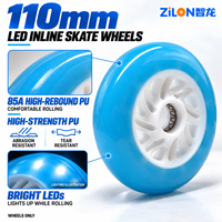 Roues de patins à roulettes lumineuses LED transparentes en PU 80/110mm 85A, haute réactivité, vente en gros