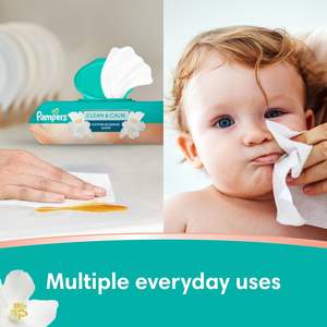 Lingettes non tissées Clean & Calm testées dermatologiquement, parfum coton fleuri, 336 unités, soin de la peau pour bébés, vente en gros - Product Image 5
