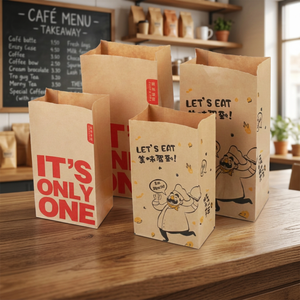 Bolsa de Papel para Sándwich Impresa Personalizada de Alta Calidad, Embalaje Ecológico para Llevar Comida - Product Image 1