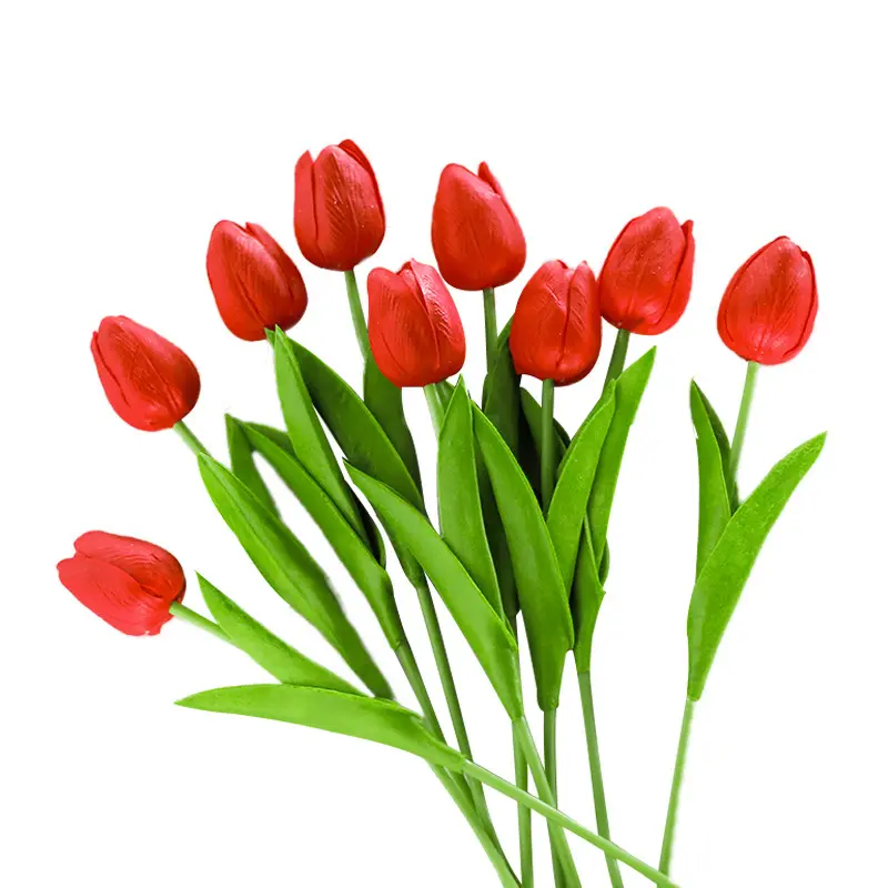 10 Pcs Tulips Real Touch PU Bouquet for Home Office Easter Spring Wreath Wedding Artifical Flowers