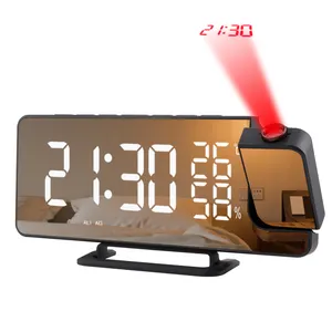 Dual Digital Reflect Time Mesa personalizada Lcd Escritorio 3D con proyección de alarma proyectada Pared <span class=keywords><strong>Radio</strong></span> Dormitorio Led Proyector Reloj - Product Image 1