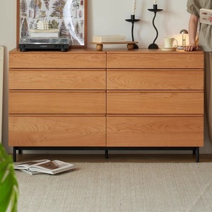 Meuble Euler, commode à huit tiroirs en bois massif de style nordique, bois de cerisier, rangement pour chambre à coucher, salon, armoire multifonctionnelle - Product Image 4