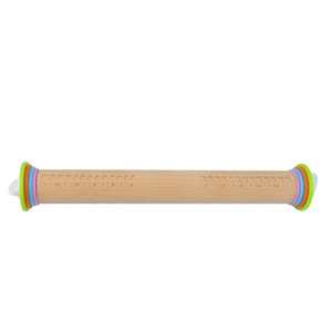 Adjustable Wooden Rolling Pin With Colorful <b>Thickness</b> <b>Rings</b> For Dough And Pasta Making - Product Image 5