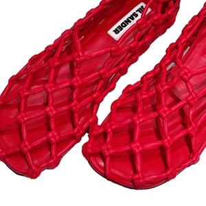 Sandalias planas de rejilla tejida rojas para mujer, zapatos de playa informales, minimalistas y transpirables - Product Image 5