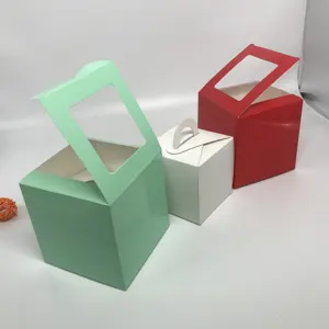 定制可爱单孔纸杯蛋糕包装盒多色带窗烘焙蛋糕盒防水