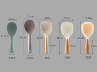 Cuillère de cuisine antiadhésive en silicone avec manche en bois, colorée, pour cuisson du riz, outils de pâtisserie, compatible lave-vaisselle, best-seller