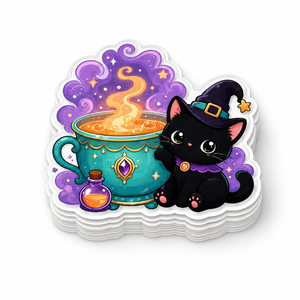 Custom <strong>Halloween</strong> Cartoon Sticker Waterproof Self Adhesive Vinyl Die Cut Cat Trick Or Treat Holiday Stickers For Box Packaging - Product Image 3