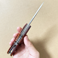 Couteau pliant à lame gravée 5Cr13, manche en bois massif, couteau EDC pour le camping en plein air, cadeau