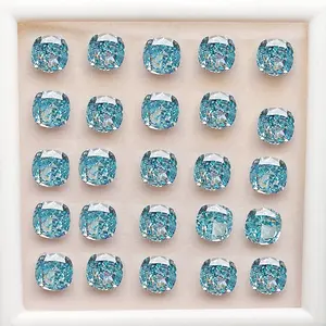 Machine Cut Zircon Stones Cushion Shape Crushed Iced Cut CZ Synthetic Loose Stones For Sale