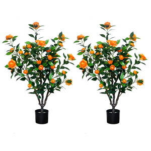 Vente en gros d'arbres à fleurs artificielles en plastique de haute qualité Orange <span class=keywords><strong>Camelia</strong></span> pour la décoration intérieure et extérieure de la maison et du jardin - Product Image 6