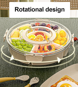 Contenitore Rotondo Girevole per Alimenti in PET, <span class=keywords><strong>Scatola</strong></span> Sigillata per Snack e Frutta con Manico - Product Image 2
