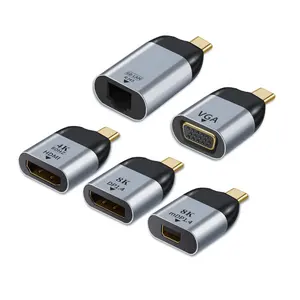 UHD 8k Type-C到HDMI兼容/VGA/DP/RJ45/迷你DP视频转换器4K 60Hz USB Type C适配器，适用于三星华为MacBook