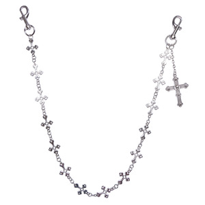 Cadena de cintura con colgante de cruz, estilo punk hip hop chapado en plata antigua para hombres y mujeres, accesorio de joyería de moda - Product Image 5